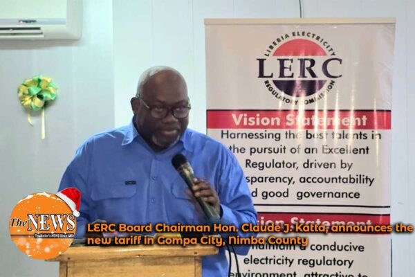 LERC-Board-Chairman-Hon.-Claude-J.-Katta,-announces-the-new-tariff-in-Gompa-City,-Nimba-County