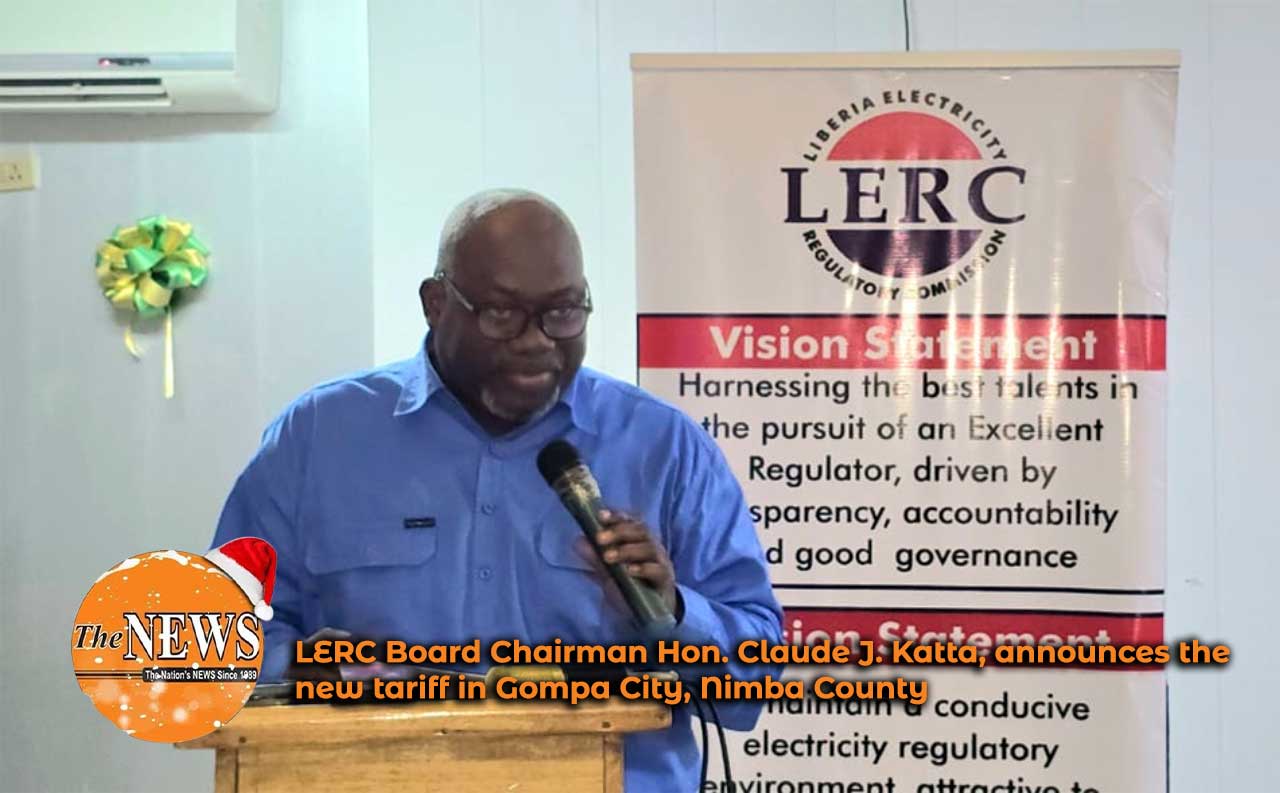 LERC-Board-Chairman-Hon.-Claude-J.-Katta,-announces-the-new-tariff-in-Gompa-City,-Nimba-County