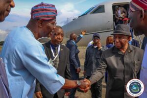 President-Boakai-Arriving-At-The-ECOWAS-50th-Anniversary-In-Nigeria